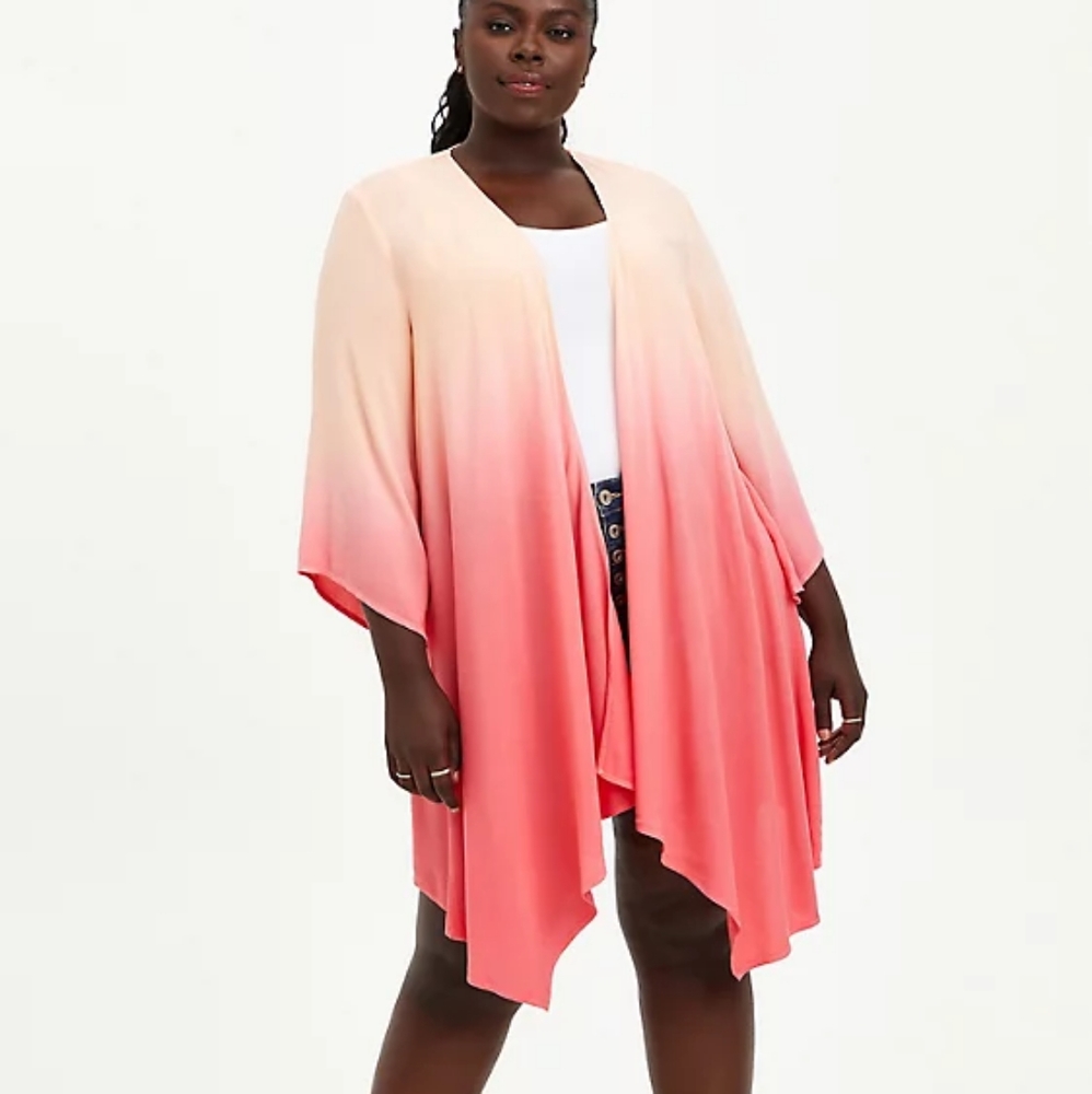 Torrid Ombre Drape Front Chiffon Kimono